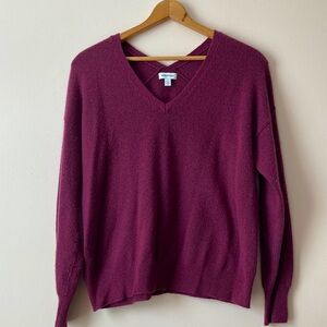 Nordstrom Women's V-Neck Wool Blend Sweater Berry Purple Size Large